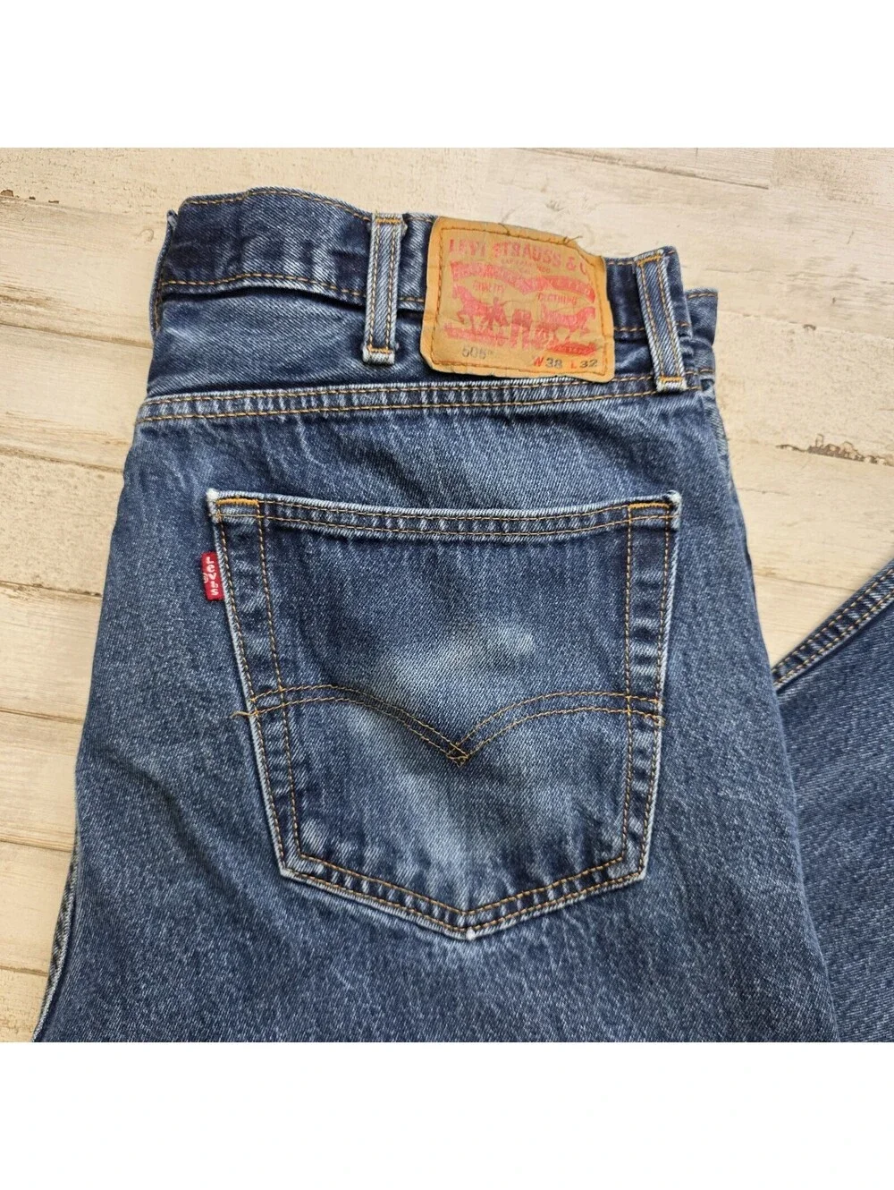 Levi's Jeans 505 Straight Leg 38x32 Men's Work Used Broken in Comfortable